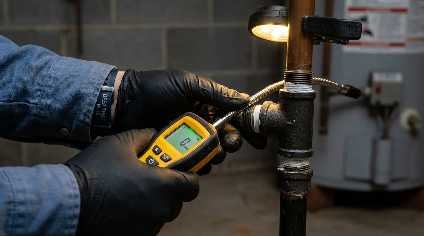Gas leak detection with electronic sniffer by Johns Plumbing LLC in Maunabo